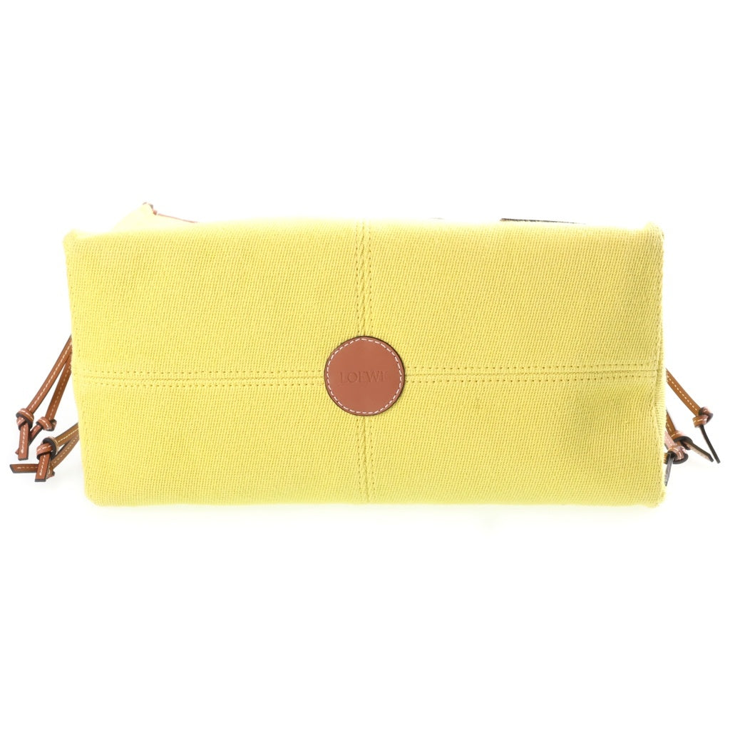 LOEWE(ロエベ) クッショントートバッグ ハンドバッグ イエロー×ブラウン レザー×キャンバス レディース