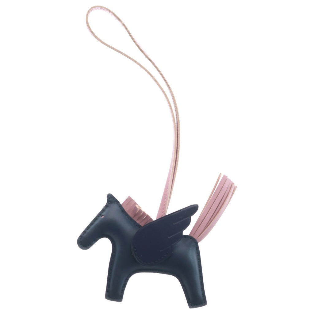HERMES(エルメス) ペガサスPM バッグチャーム ピンク×ネイビー アニョーミロ レザー W刻印 レディース