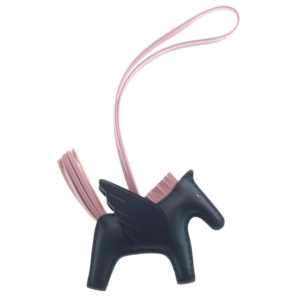 HERMES(エルメス) ペガサスPM バッグチャーム ピンク×ネイビー アニョーミロ レザー W刻印 レディース