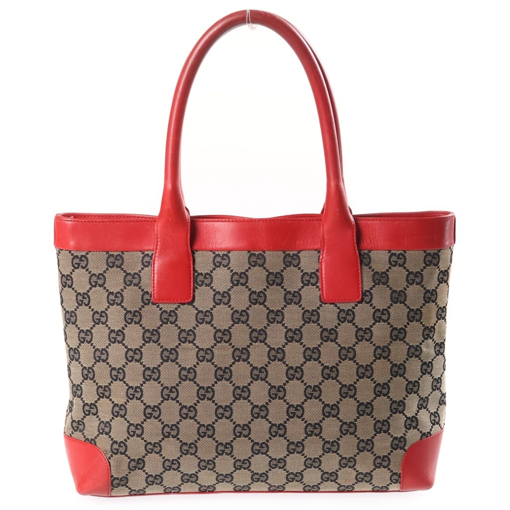 GUCCI(グッチ) GGキャンバス トートバッグ ハンドバッグ レッド×ベージュ キャンバス×レザー 0021119 レディース