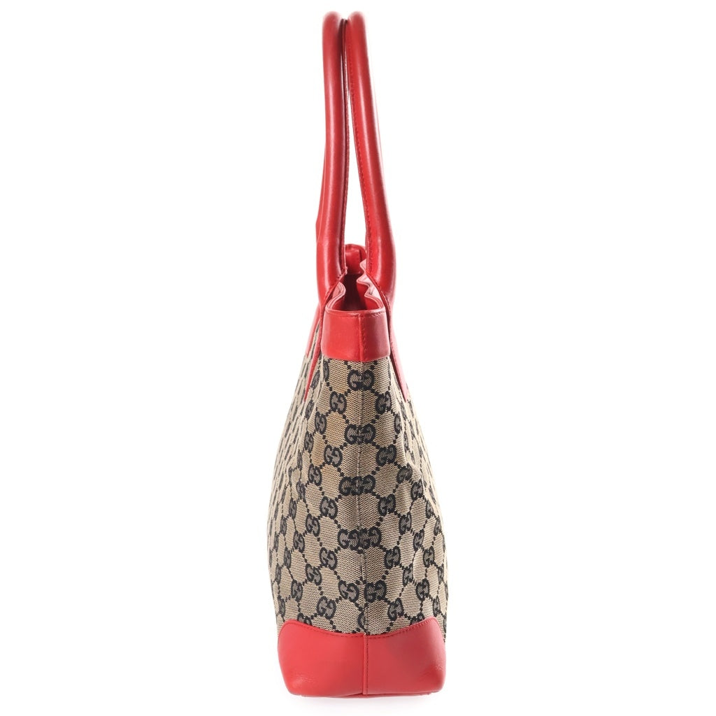 GUCCI(グッチ) GGキャンバス トートバッグ ハンドバッグ レッド×ベージュ キャンバス×レザー 0021119 レディース