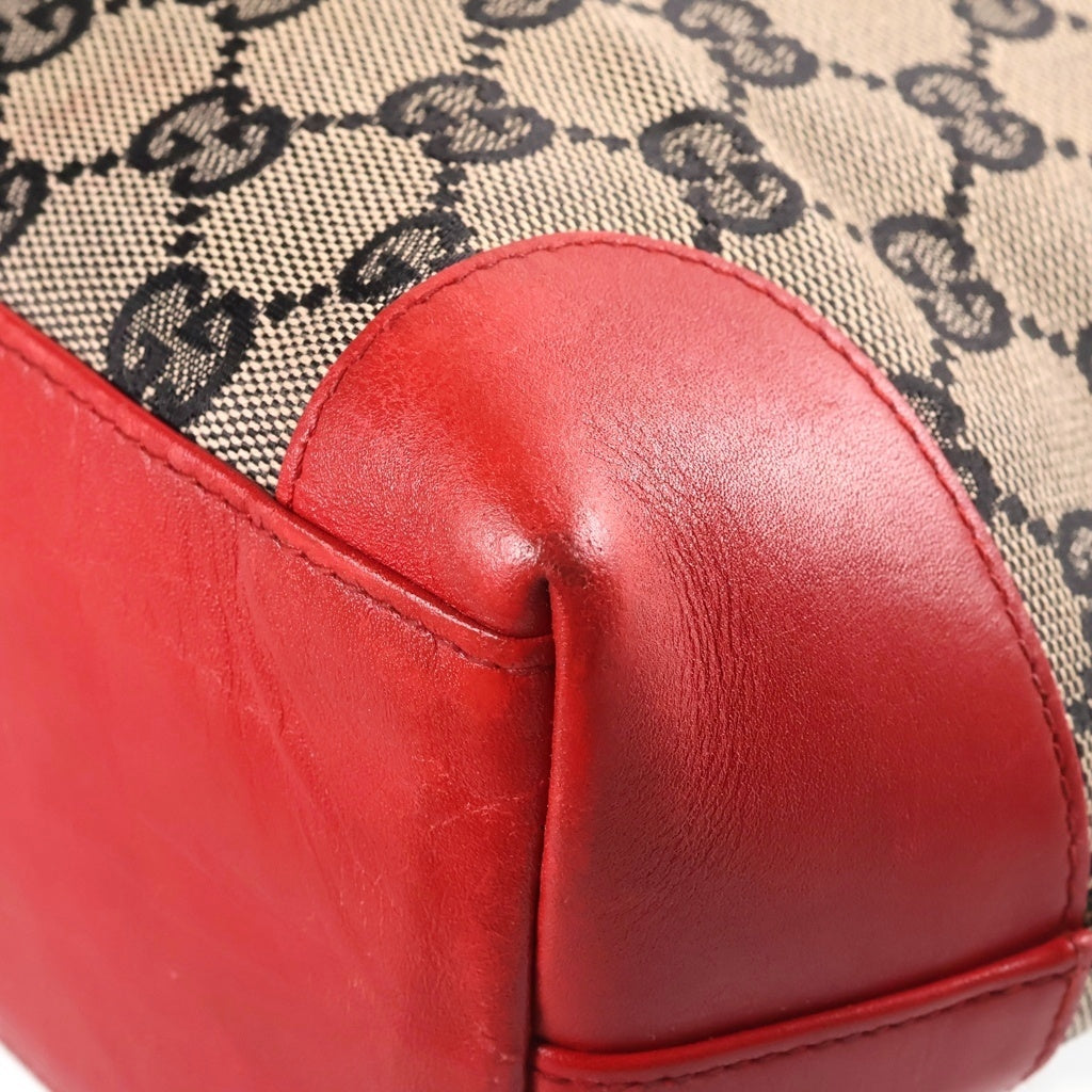 GUCCI(グッチ) GGキャンバス トートバッグ ハンドバッグ レッド×ベージュ キャンバス×レザー 0021119 レディース