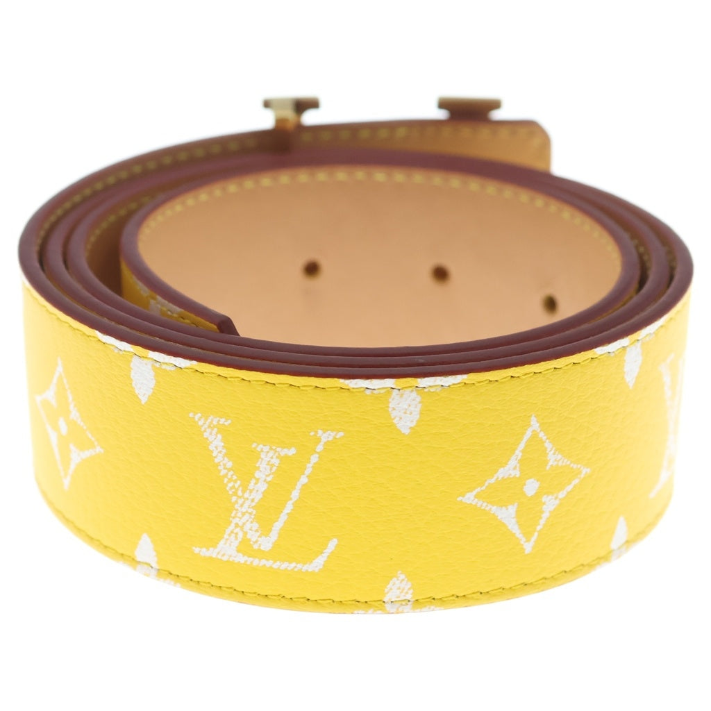 LOUIS VUITTON(ルイヴィトン) モノグラム LVイニシャル サンチュール レザーベルト イエロー×ブラウン 90/36 M8458 ゴールド金具