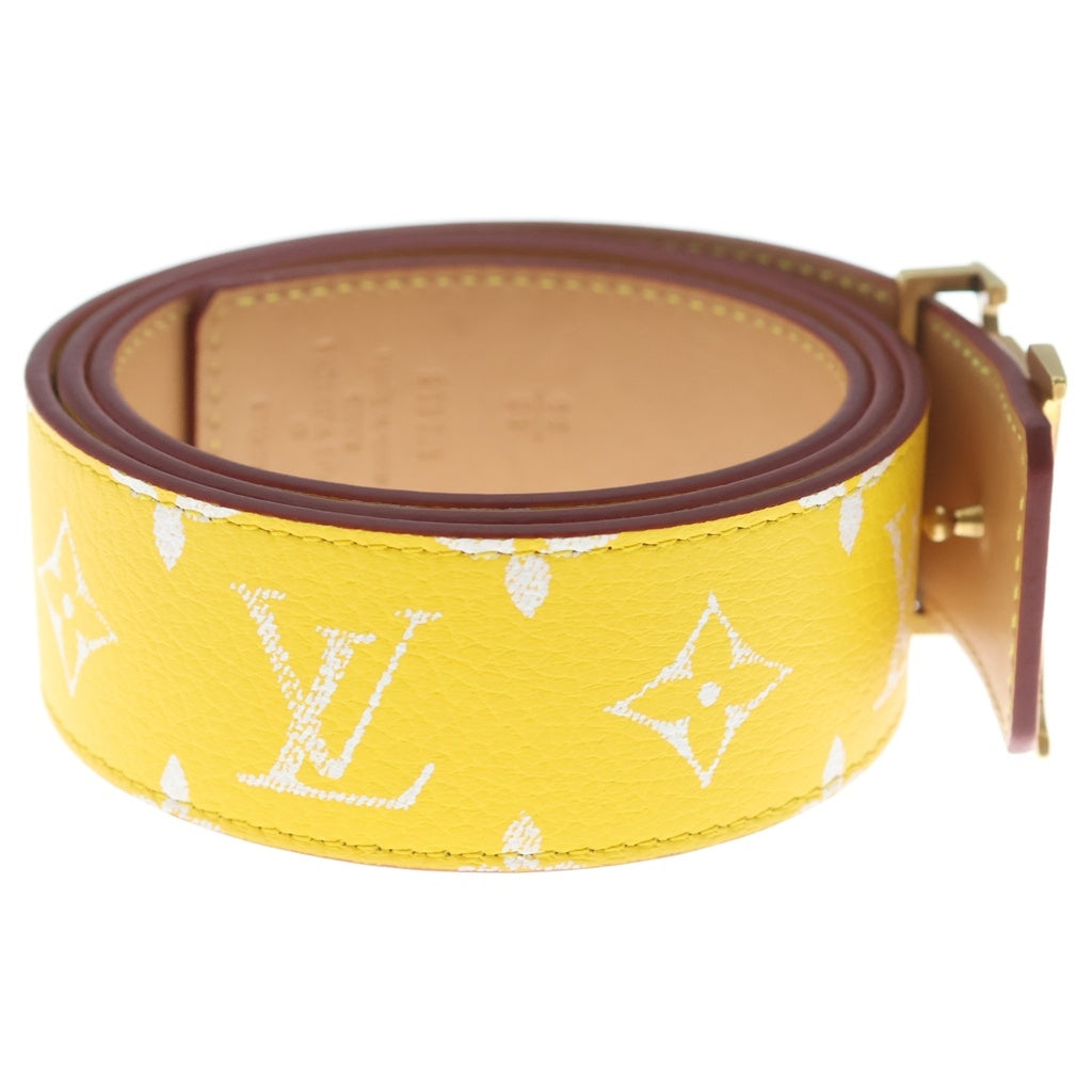 LOUIS VUITTON(ルイヴィトン) モノグラム LVイニシャル サンチュール レザーベルト イエロー×ブラウン 90/36 M8458 ゴールド金具
