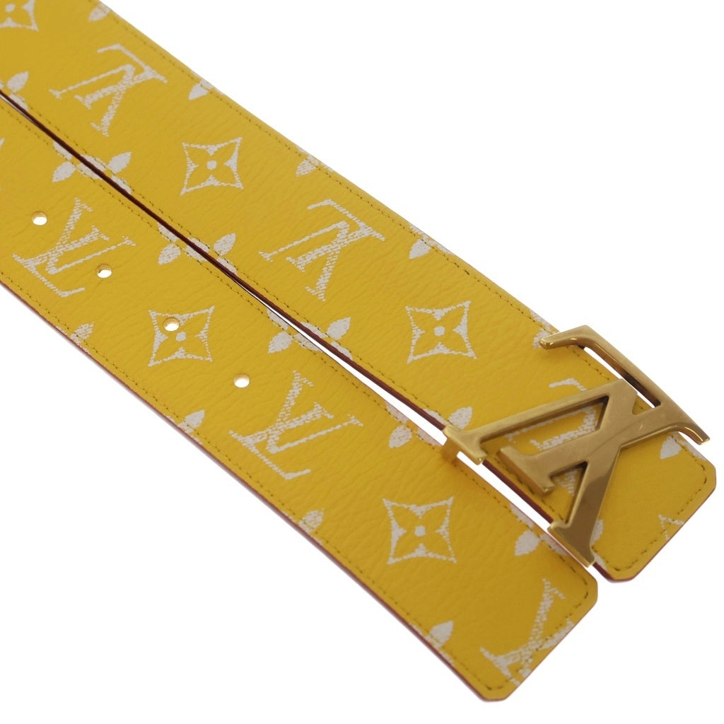 LOUIS VUITTON(ルイヴィトン) モノグラム LVイニシャル サンチュール レザーベルト イエロー×ブラウン 90/36 M8458 ゴールド金具