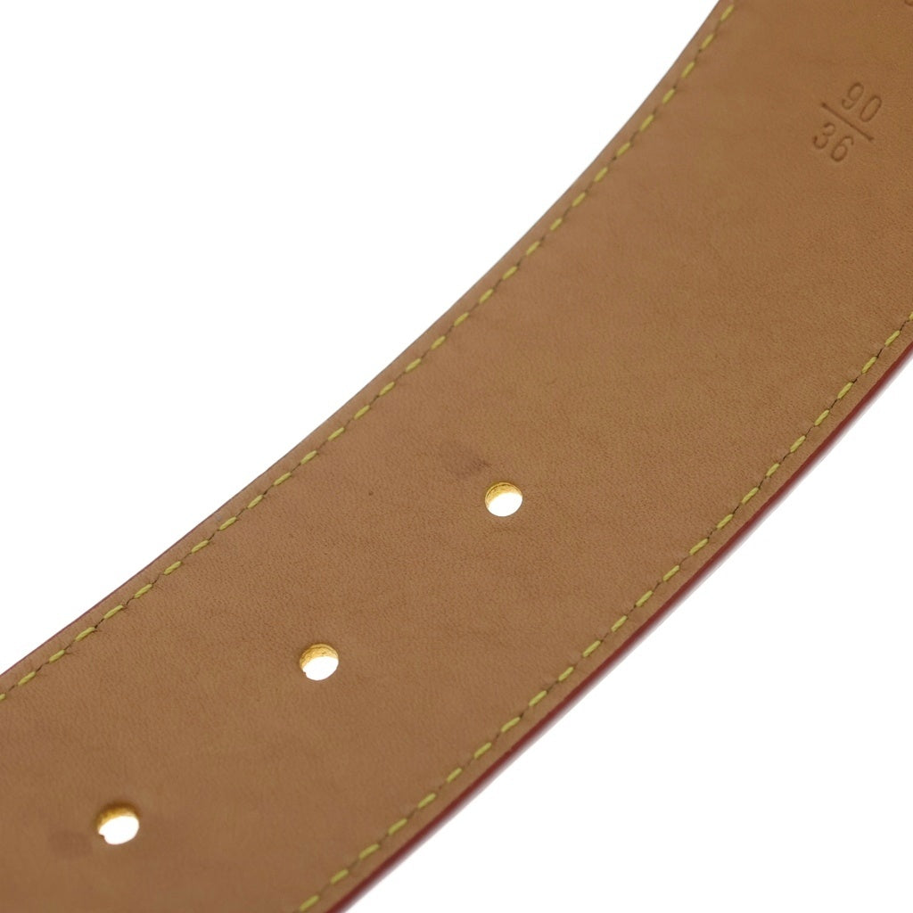 LOUIS VUITTON(ルイヴィトン) モノグラム LVイニシャル サンチュール レザーベルト イエロー×ブラウン 90/36 M8458 ゴールド金具
