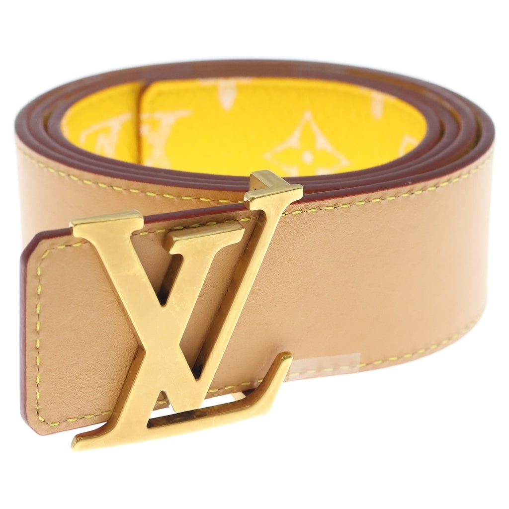 LOUIS VUITTON(ルイヴィトン) モノグラム LVイニシャル サンチュール レザーベルト イエロー×ブラウン 90/36 M8458 ゴールド金具