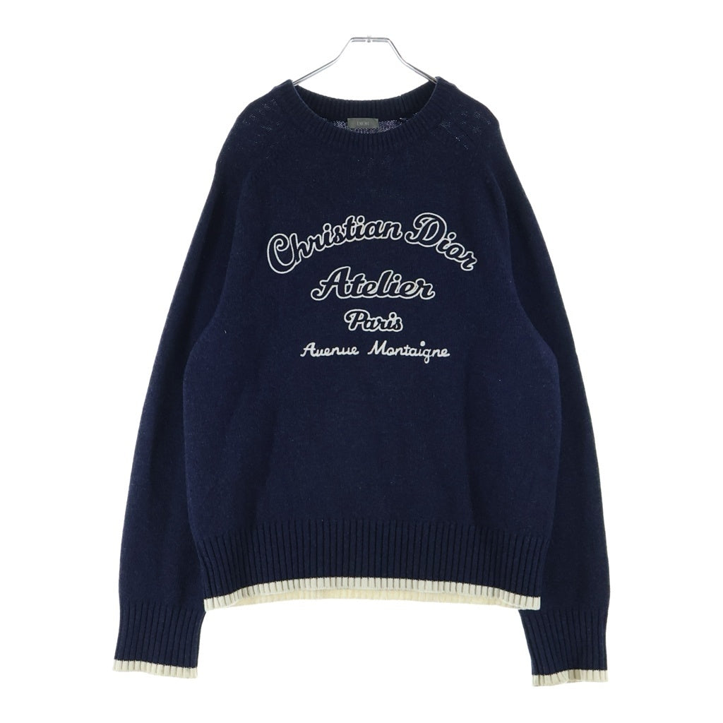 Christian Dior(クリスチャンディオール) アトリエ刺繍 ロングスリーブ ウールニットセーター ネイビー #XXL 213M640AT298 レディース