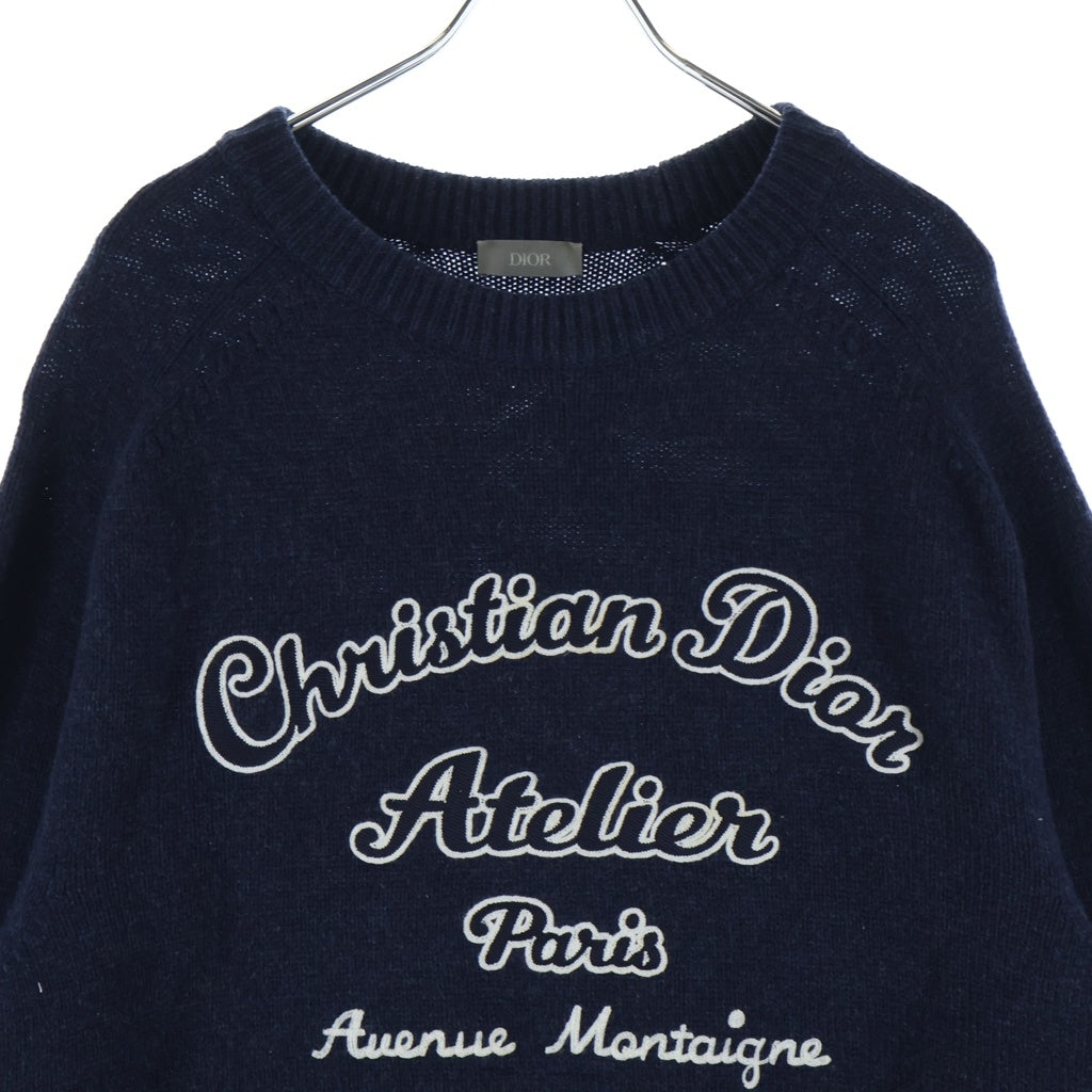 Christian Dior(クリスチャンディオール) アトリエ刺繍 ロングスリーブ ウールニットセーター ネイビー #XXL 213M640AT298 レディース