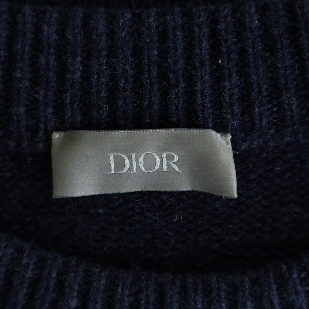 Christian Dior(クリスチャンディオール) アトリエ刺繍 ロングスリーブ ウールニットセーター ネイビー #XXL 213M640AT298 レディース