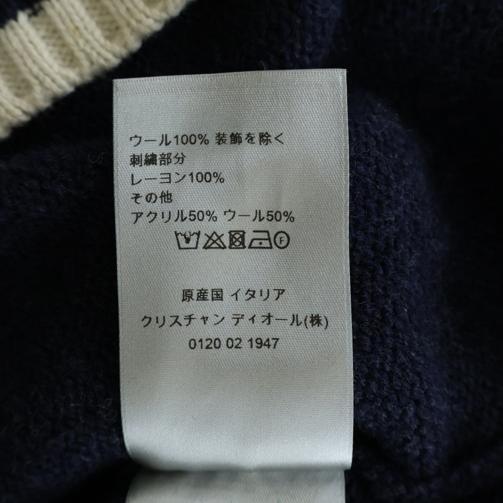 Christian Dior(クリスチャンディオール) アトリエ刺繍 ロングスリーブ ウールニットセーター ネイビー #XXL 213M640AT298 レディース