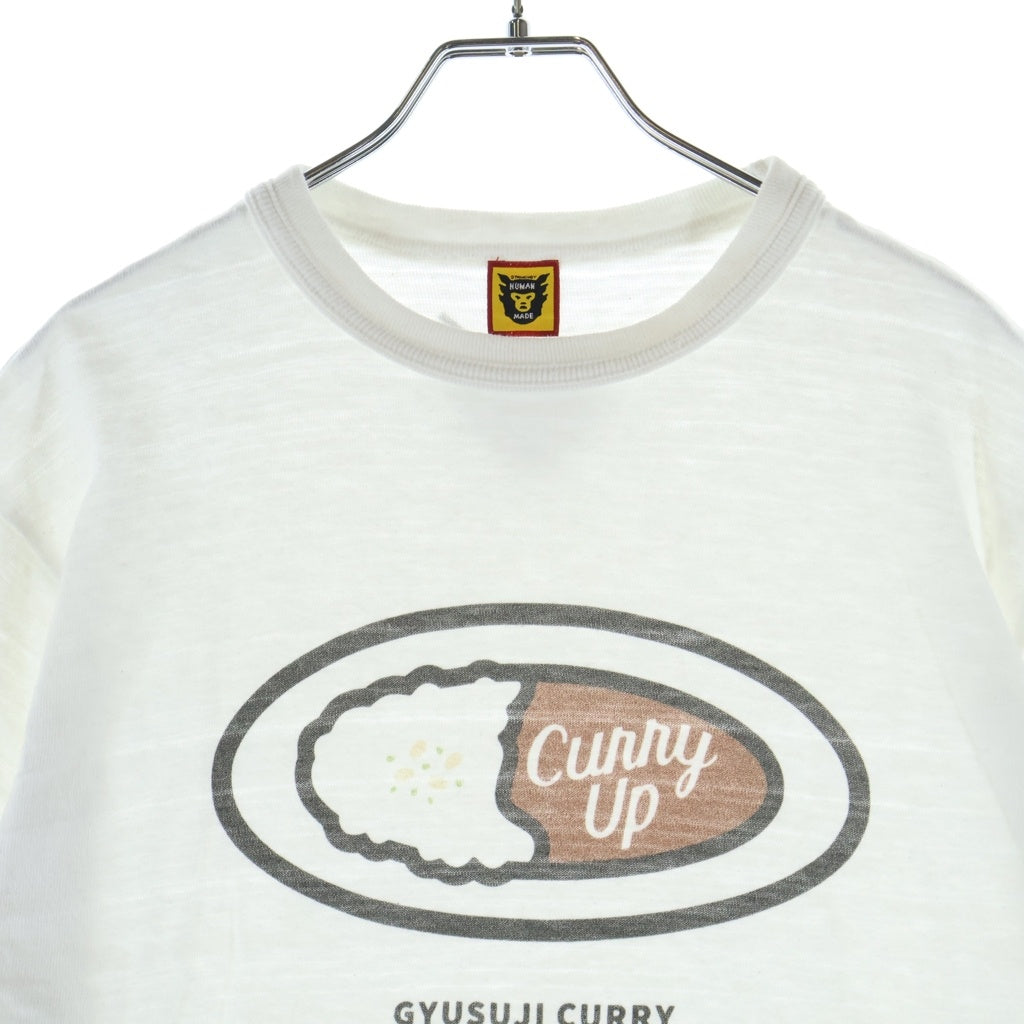 HUMAN MADE(ヒューマンメイド) Curry up ロゴプリント Tシャツ 半袖カットソー ホワイトコットン