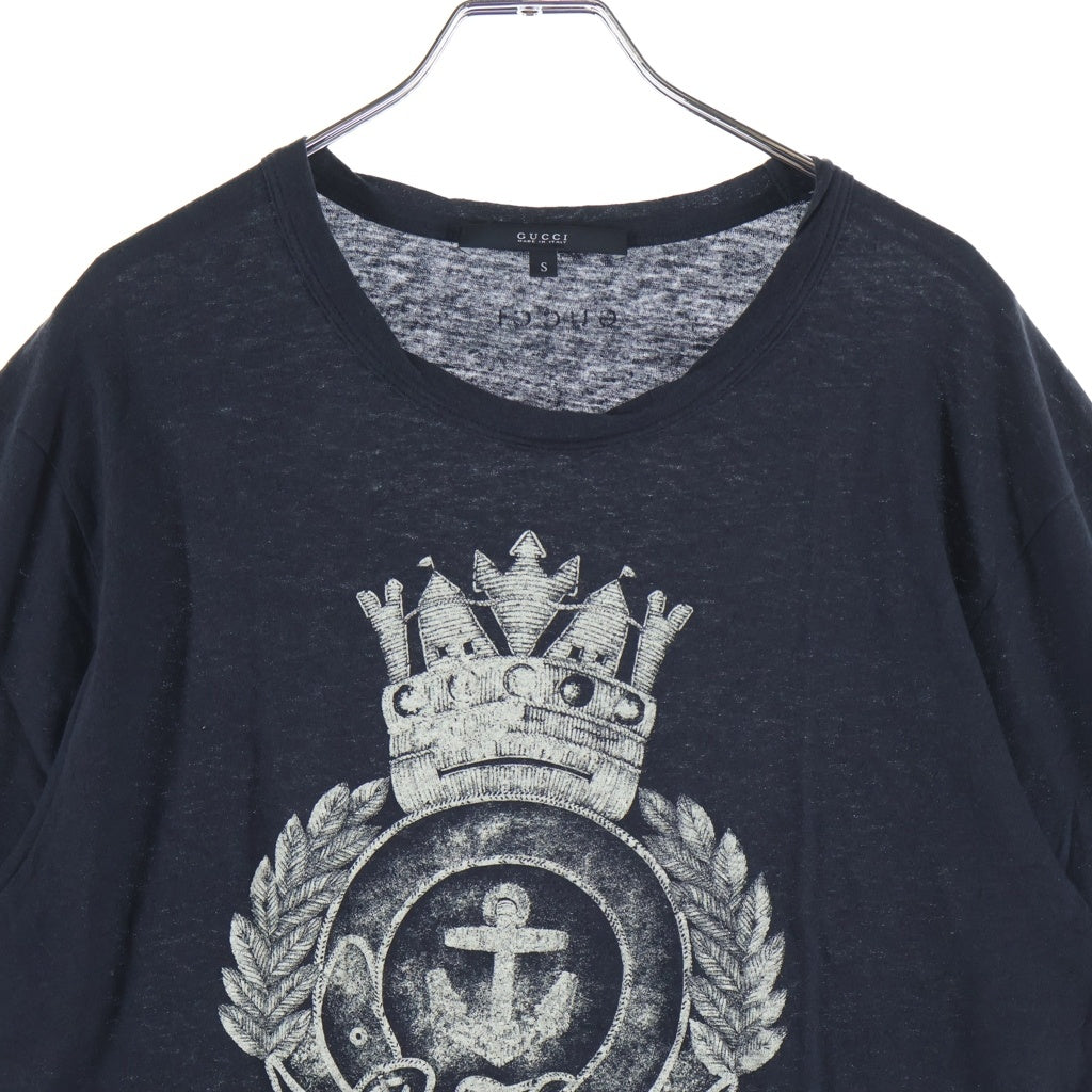 GUCCI(グッチ) 半袖カットソー プリント Tシャツ ブラック コットン 377734