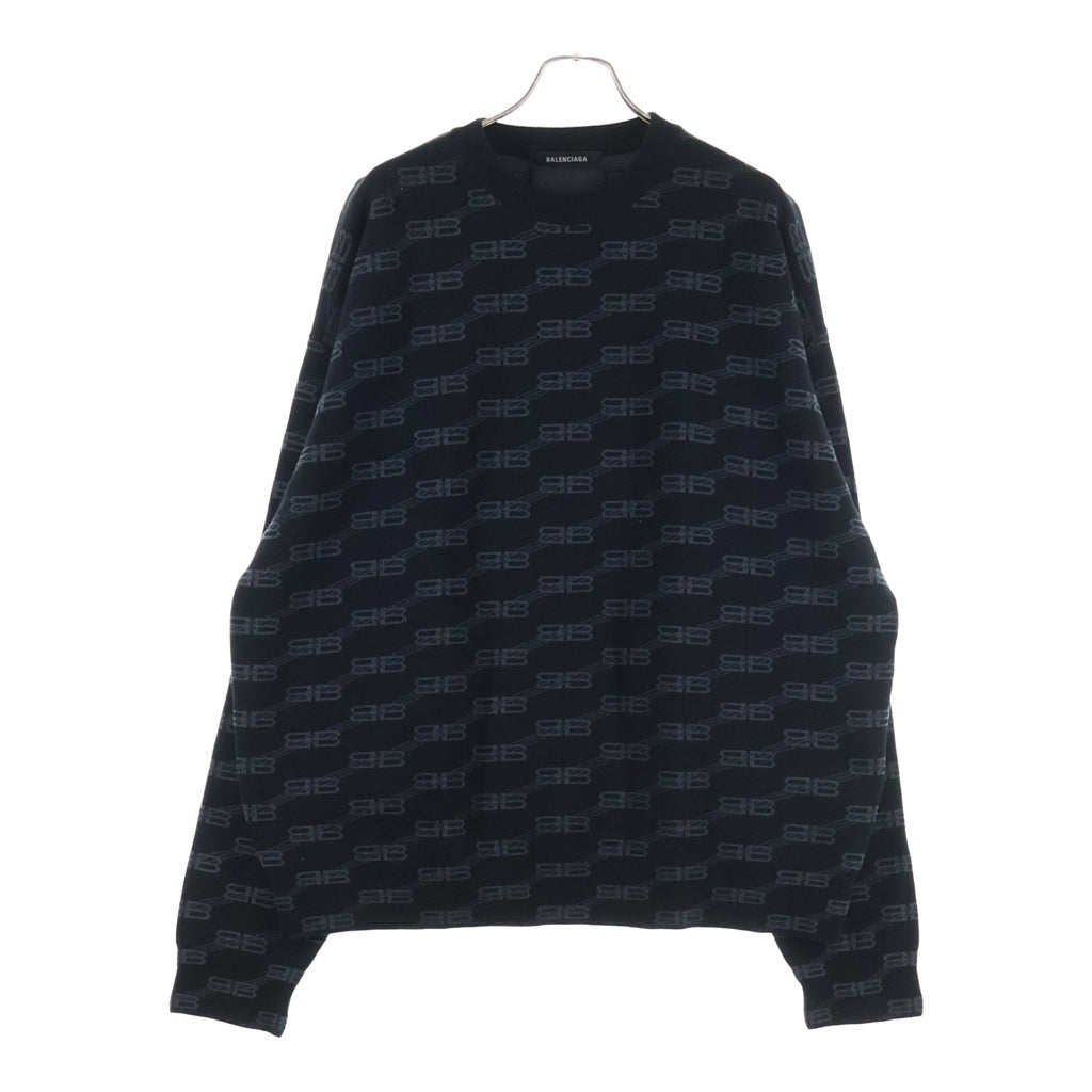 BALENCIAGA(バレンシアガ) 23SS BBモノグラムロゴ ジャガードニット ブラック 733859