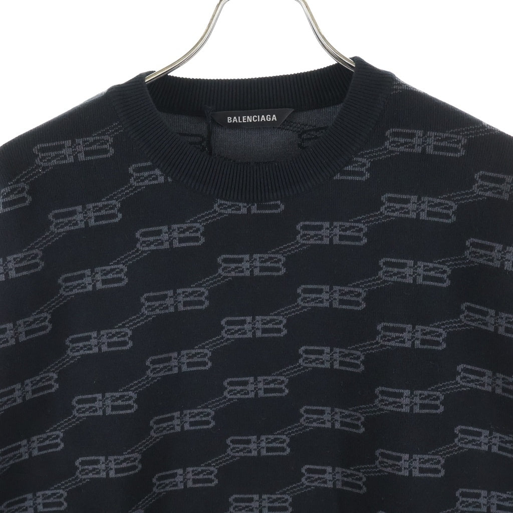 BALENCIAGA(バレンシアガ) 23SS BBモノグラムロゴ ジャガードニット ブラック 733859