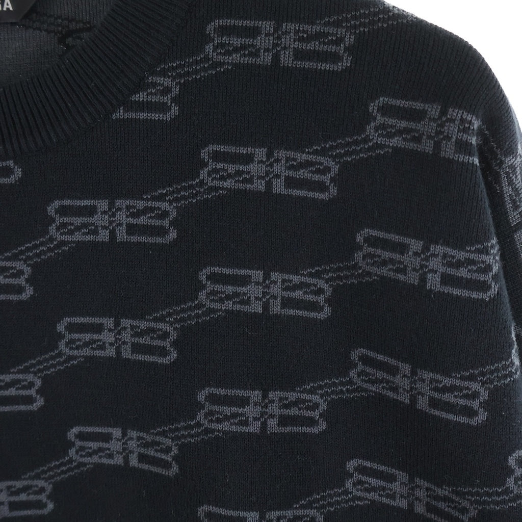 BALENCIAGA(バレンシアガ) 23SS BBモノグラムロゴ ジャガードニット ブラック 733859