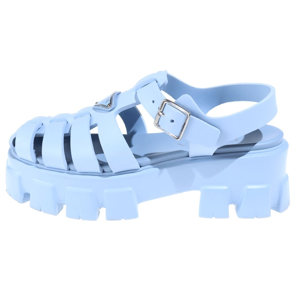 PRADA(プラダ) モノリス ラバーフラットサンダル トライアングルロゴ ブルー レディース