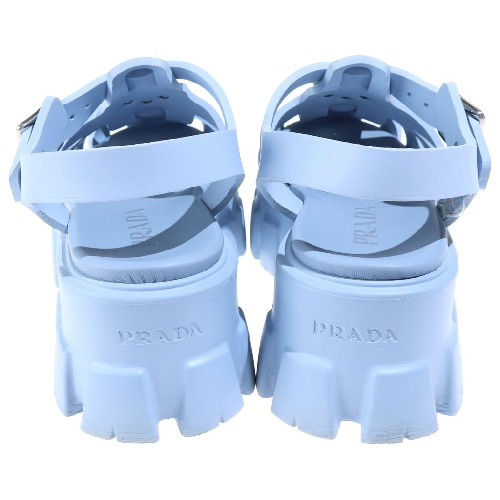 PRADA(プラダ) モノリス ラバーフラットサンダル トライアングルロゴ ブルー レディース