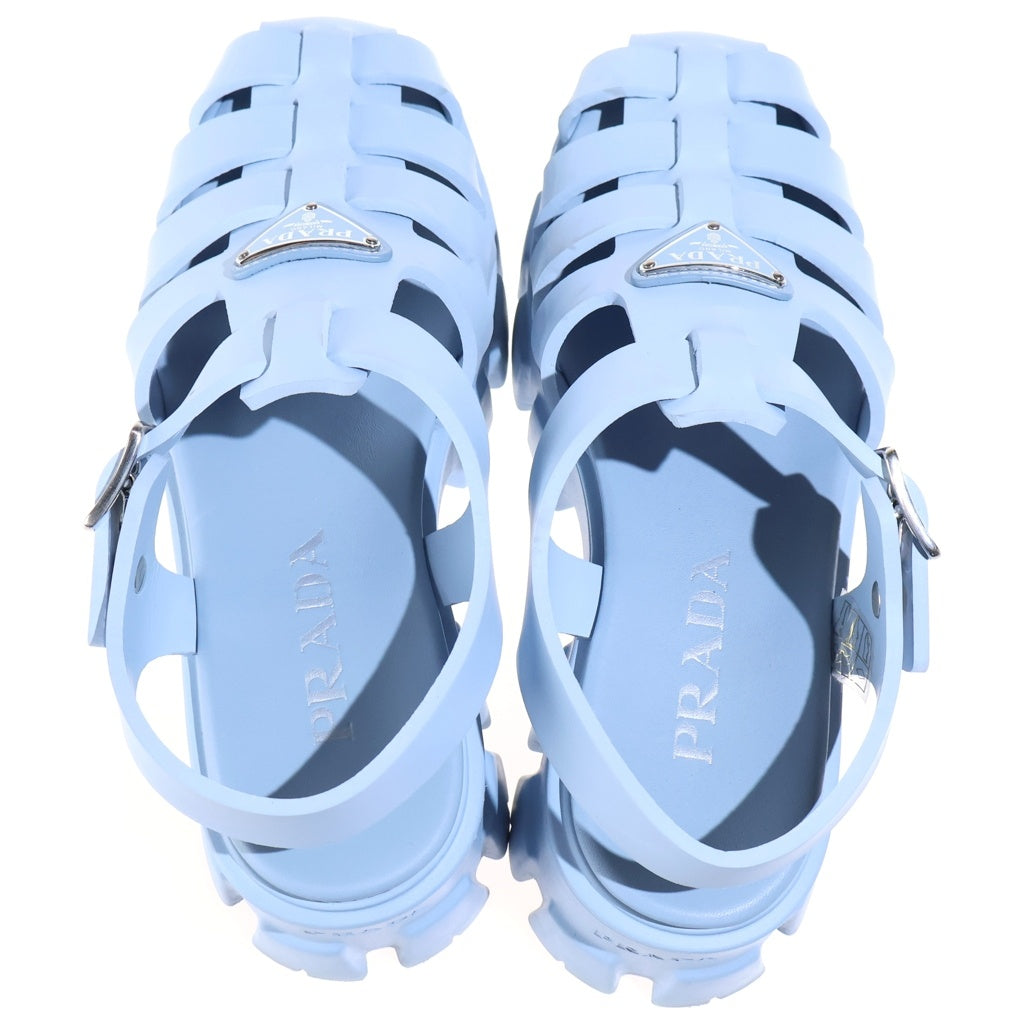 PRADA(プラダ) モノリス ラバーフラットサンダル トライアングルロゴ ブルー レディース