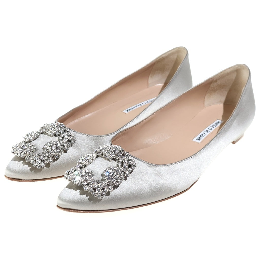 MANOLO BLAHNIK(マノロブラニク) ハンギシ フラットパンプス ラインストーン シルバー レディース