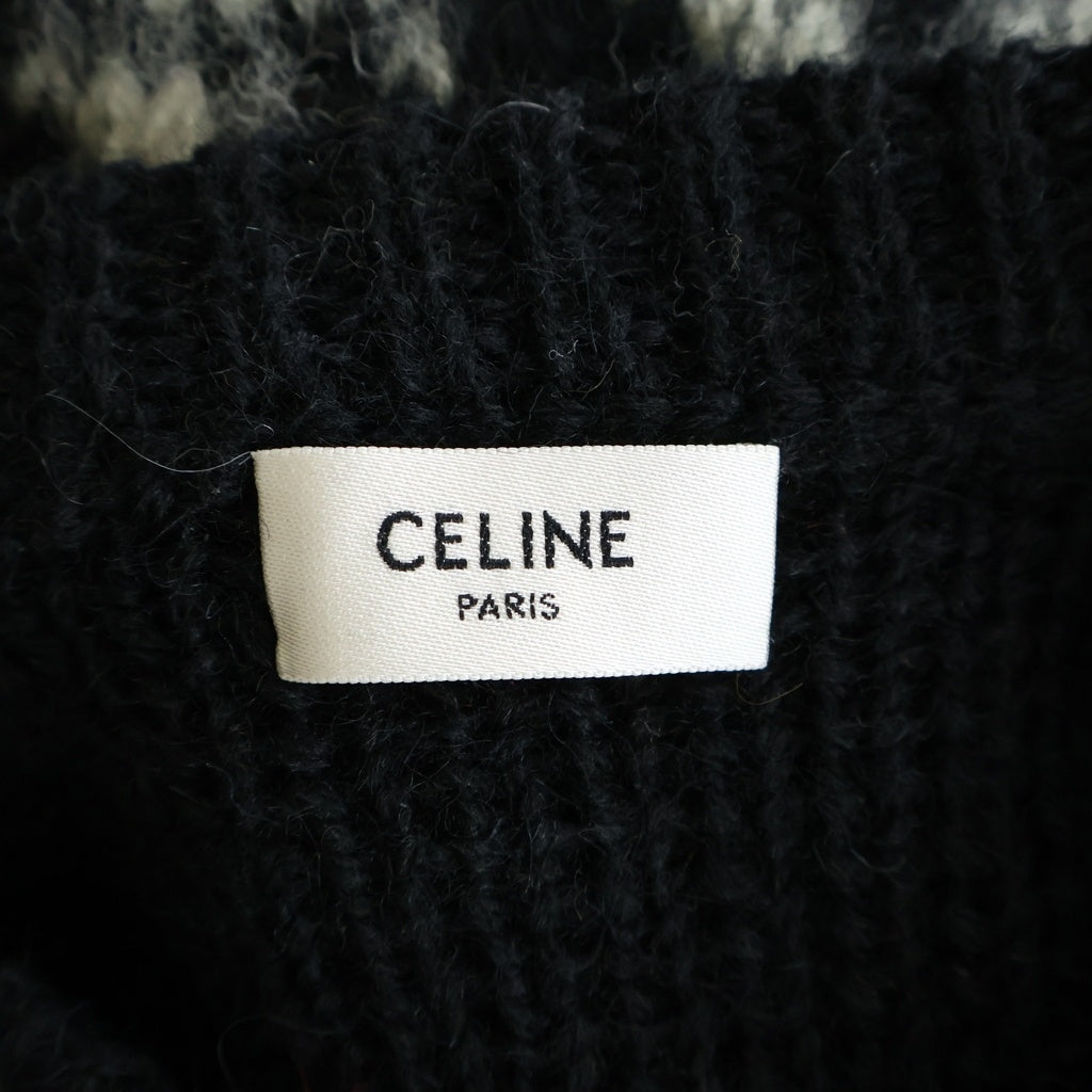 CELINE(セリーヌ) 22AW フェアアイル ロゴニットクルーネックセーター ウール ブラック/レッド 2AA80628S