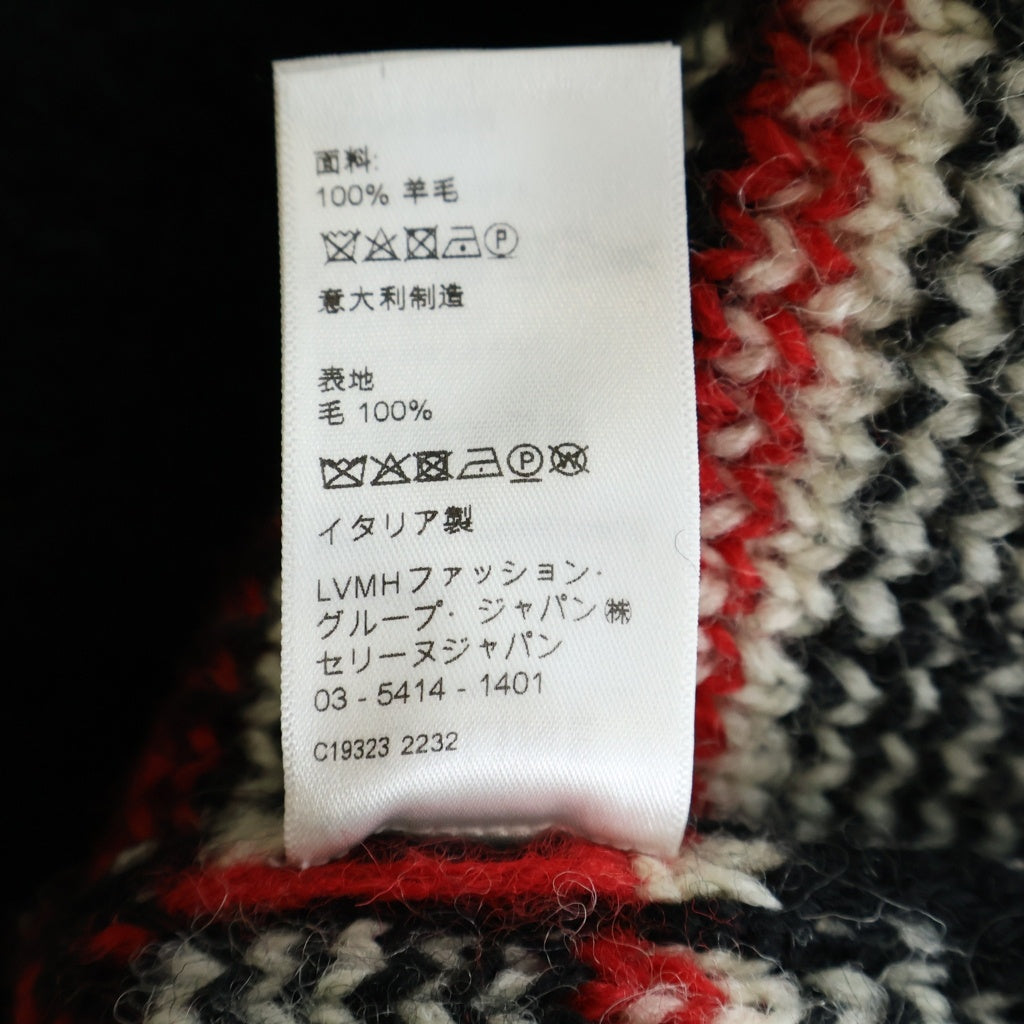 CELINE(セリーヌ) 22AW フェアアイル ロゴニットクルーネックセーター ウール ブラック/レッド 2AA80628S