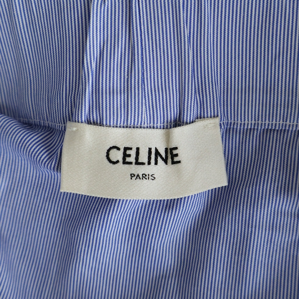 CELINE(セリーヌ) オフショルダー シャツ ブラウス ブルー コットン 2C953716T レディース