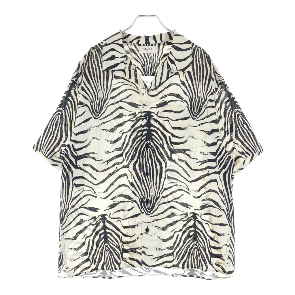 CELINE(セリーヌ) 22SS ゼブラプリント オープンカラー ハワイアンシャツ ホワイト ブラック 2C517346Q レディース