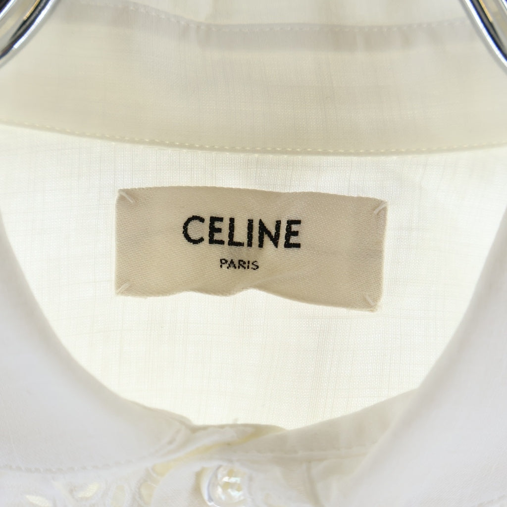 CELINE(セリーヌ) トリオンフ 半袖 クロップド フリル ブラウス ホワイト 2C792658R レディース