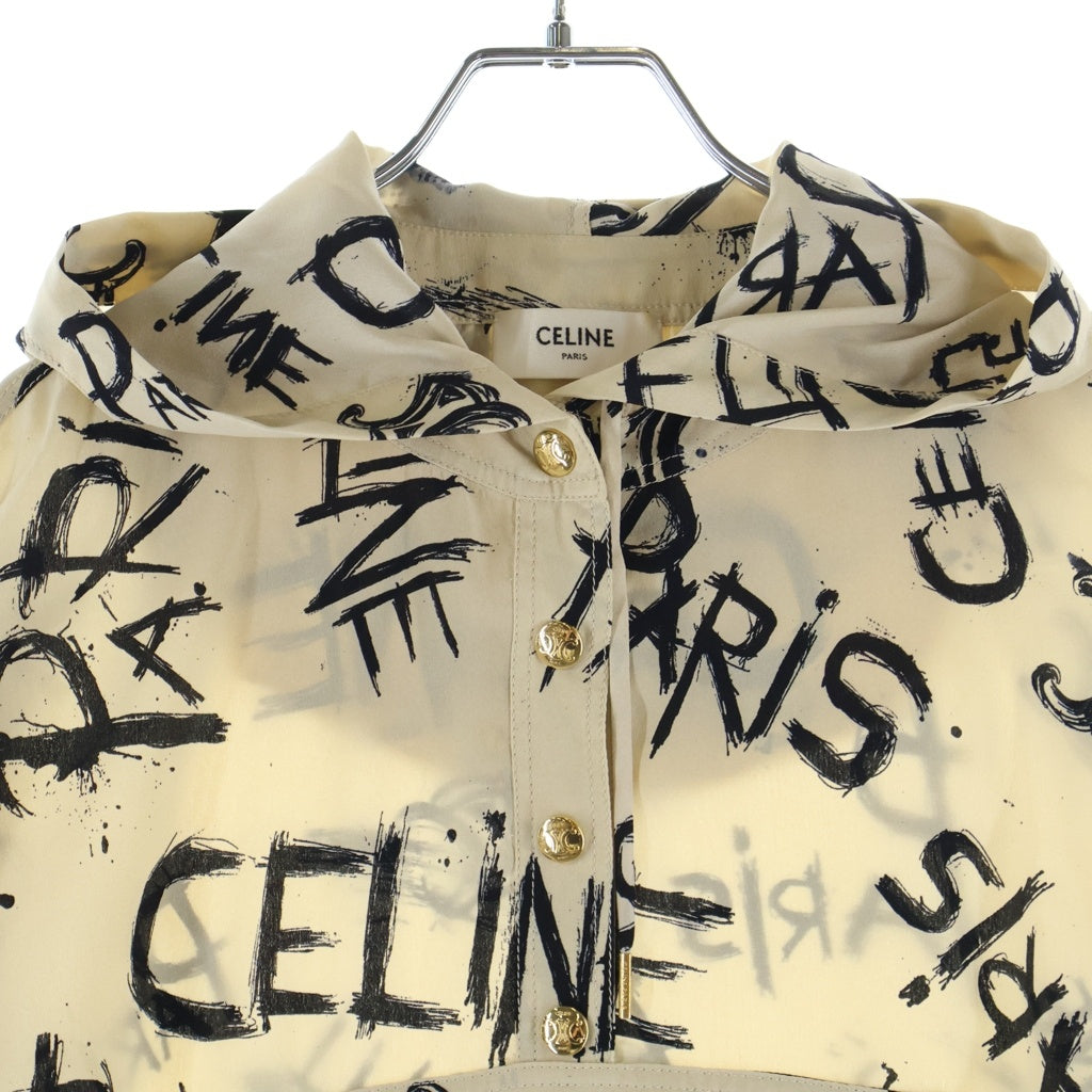 CELINE(セリーヌ) トリオンフ グラフィックロゴ フーデット プルオーバー ブラウン シルク 2B636731R レディース