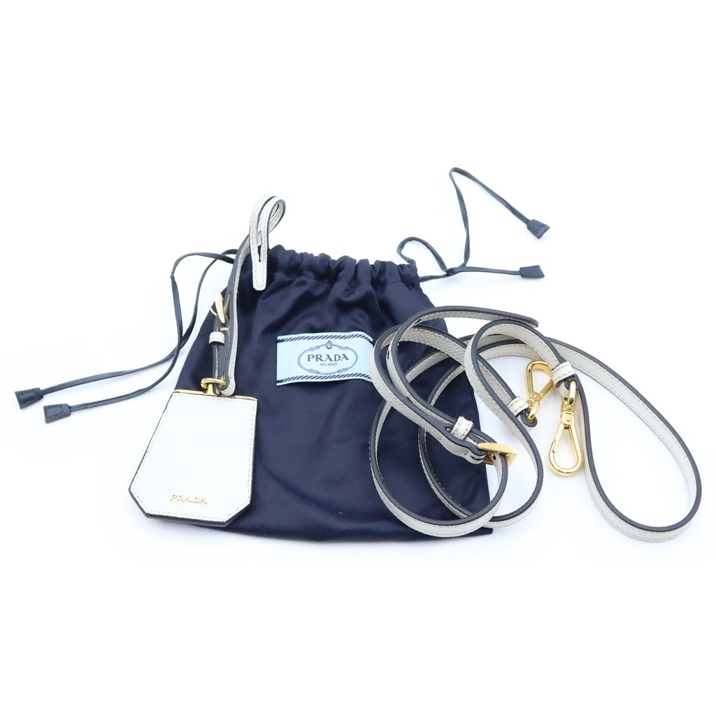 PRADA(プラダ) サフィアーノ ドゥーブレ ミディアム 2WAY ハンドバッグ ショルダーバッグ ホワイト レザー 1BG775 レディース
