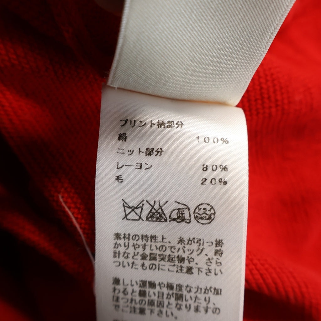 HERMES(エルメス) 切替 スリーブ ニット 長袖 ウール シルク レッド レディース