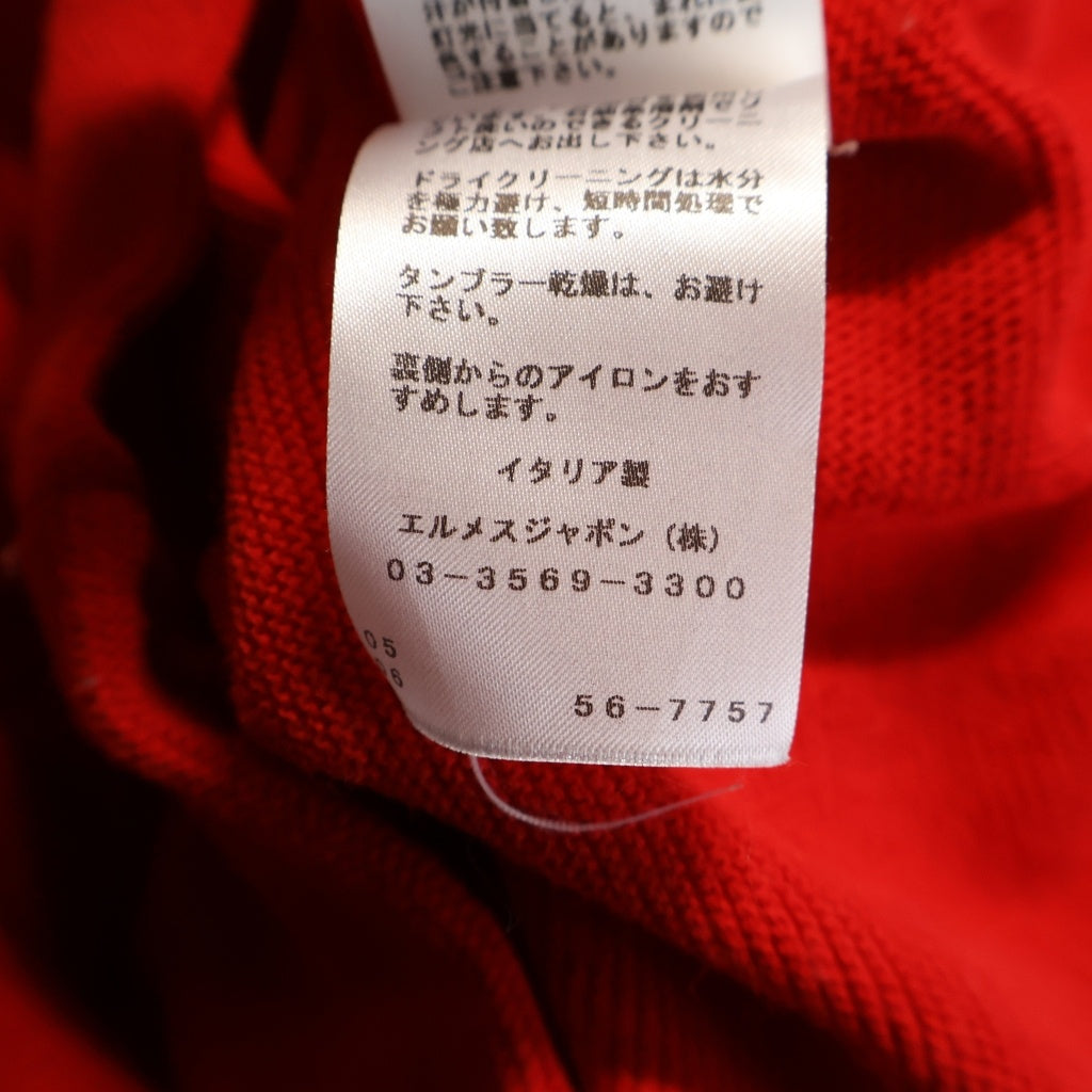 HERMES(エルメス) 切替 スリーブ ニット 長袖 ウール シルク レッド レディース