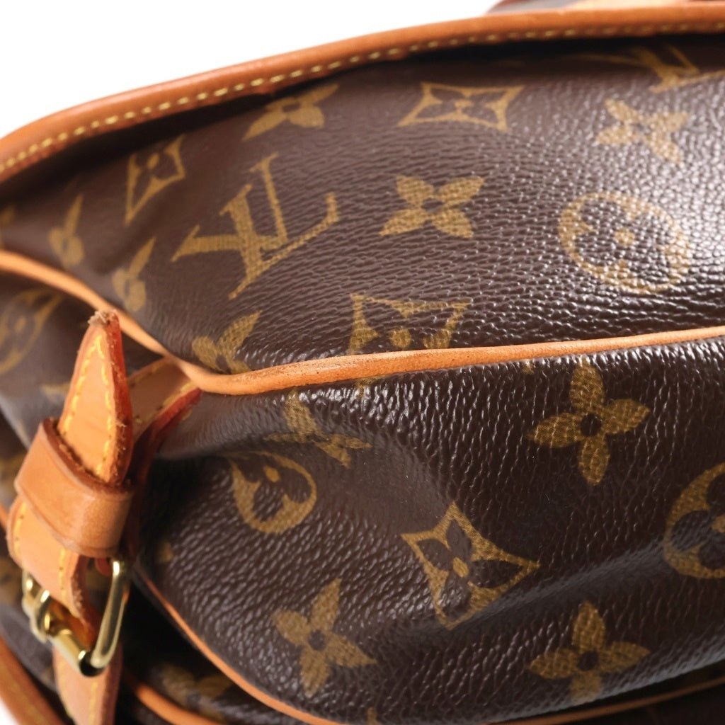 LOUIS VUITTON(ルイヴィトン) モノグラム ソミュール30 ショルダーバッグ ブラウン レザー×PVC M42256 ゴールド金具 レディース