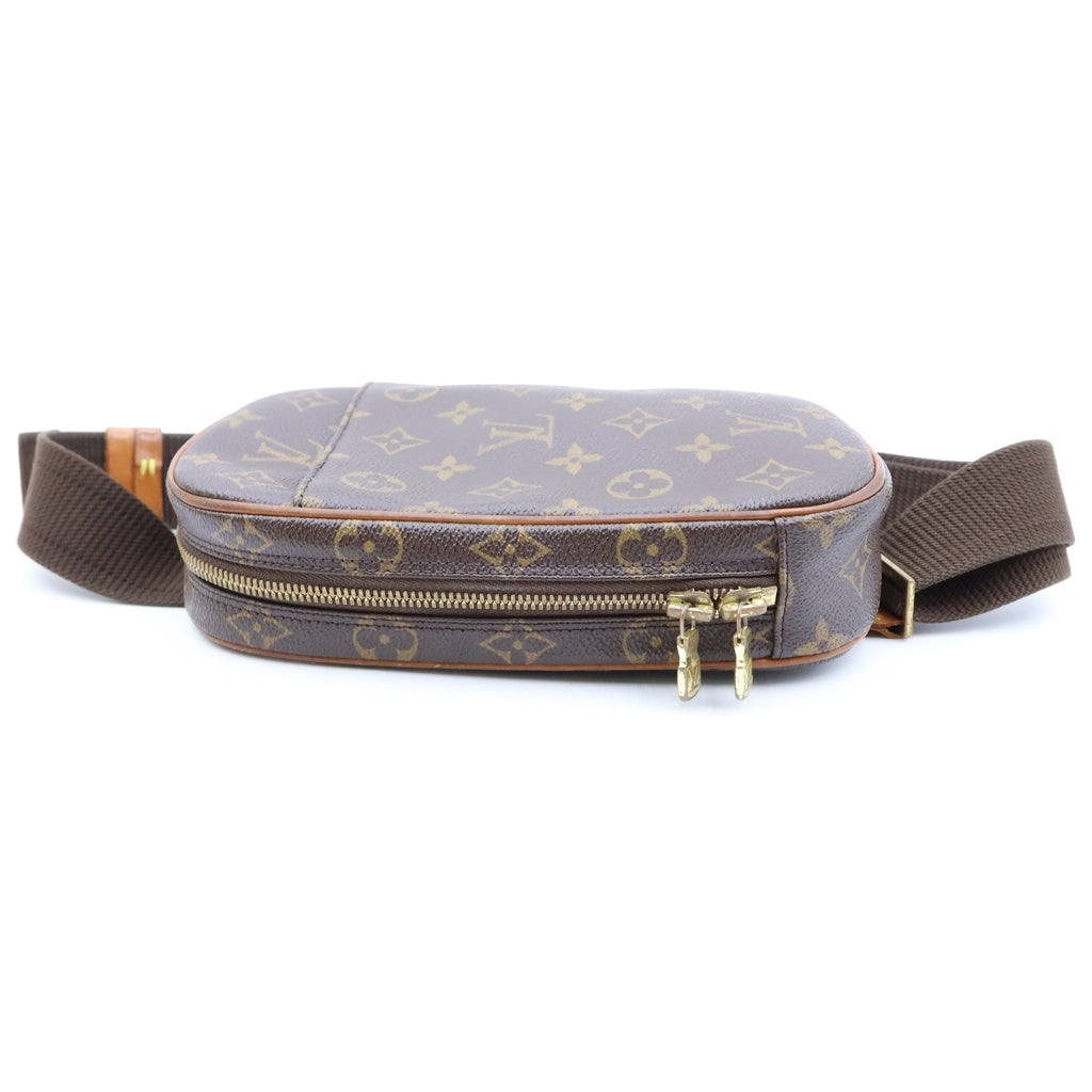 LOUIS VUITTON(ルイヴィトン) モノグラム ポシェットガンジュ ショルダーバッグ ミニバッグ ブラウン レザー×PVC M51870 ゴールド金具 レディース