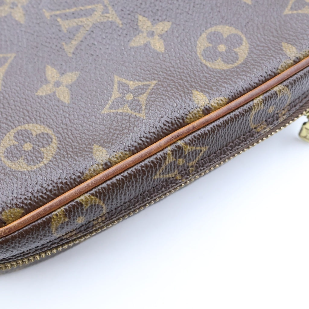 LOUIS VUITTON(ルイヴィトン) モノグラム ポシェットガンジュ ショルダーバッグ ミニバッグ ブラウン レザー×PVC M51870 ゴールド金具 レディース