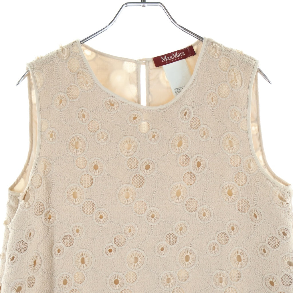 Max Mara(マックスマーラ) Sleeveless Dress ノースリーブ 刺繍デザインドレス ワンピース ベージュ 62212177 レディース
