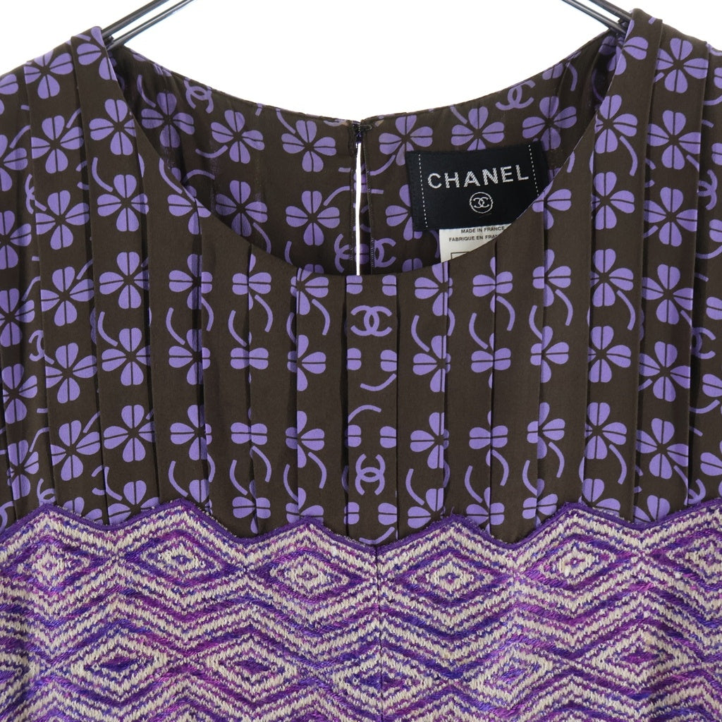 CHANEL(シャネル) ワンピース ノースリーブ プリーツ ヨーレン ウール パープル レディース P17310W02744