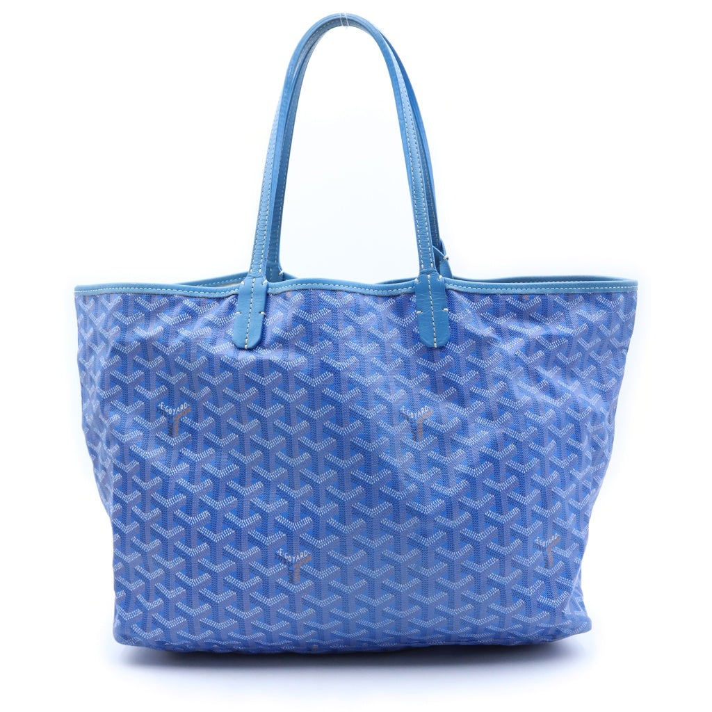 GOYARD(ゴヤール) サンルイPM PVC コーティングキャンバス レザー トートバッグ ブルー レディース