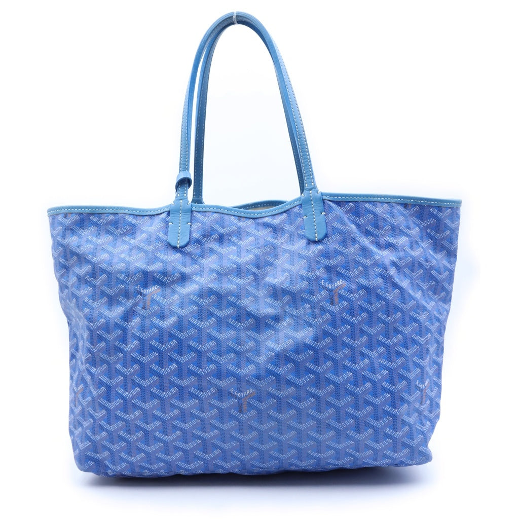 GOYARD(ゴヤール) サンルイPM PVC コーティングキャンバス レザー トートバッグ ブルー レディース