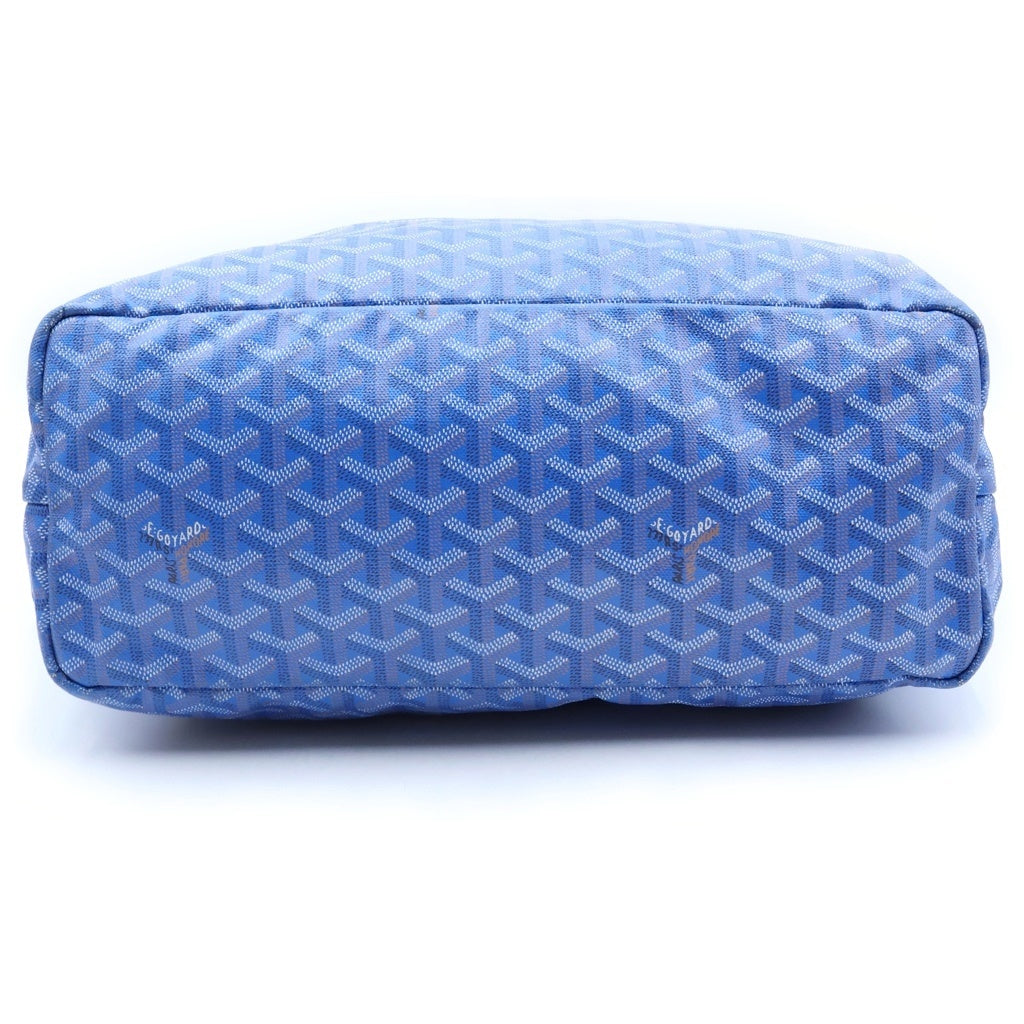 GOYARD(ゴヤール) サンルイPM PVC コーティングキャンバス レザー トートバッグ ブルー レディース