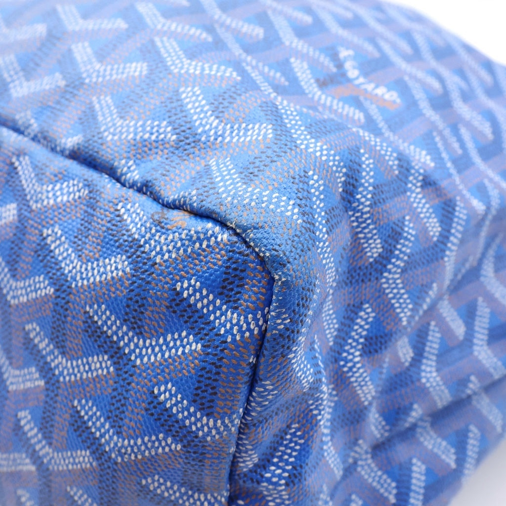 GOYARD(ゴヤール) サンルイPM PVC コーティングキャンバス レザー トートバッグ ブルー レディース