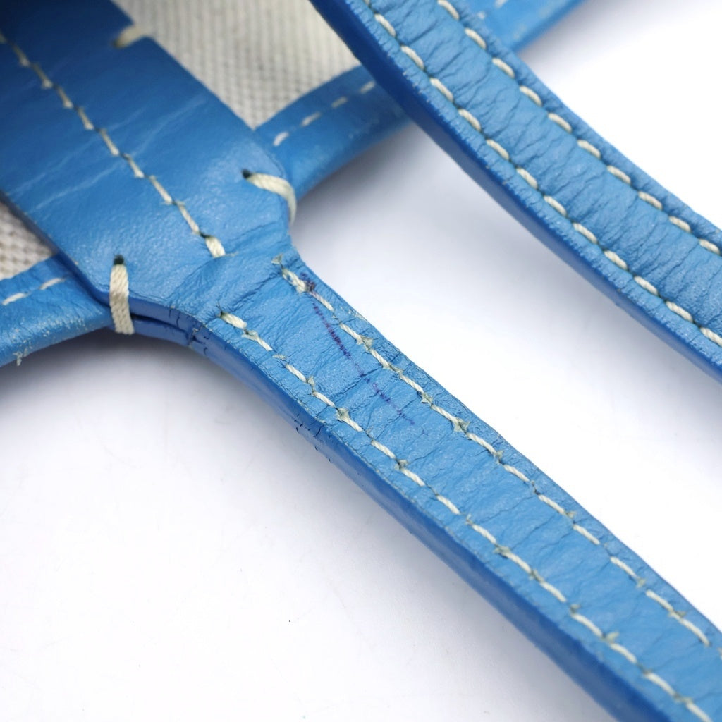 GOYARD(ゴヤール) サンルイPM PVC コーティングキャンバス レザー トートバッグ ブルー レディース
