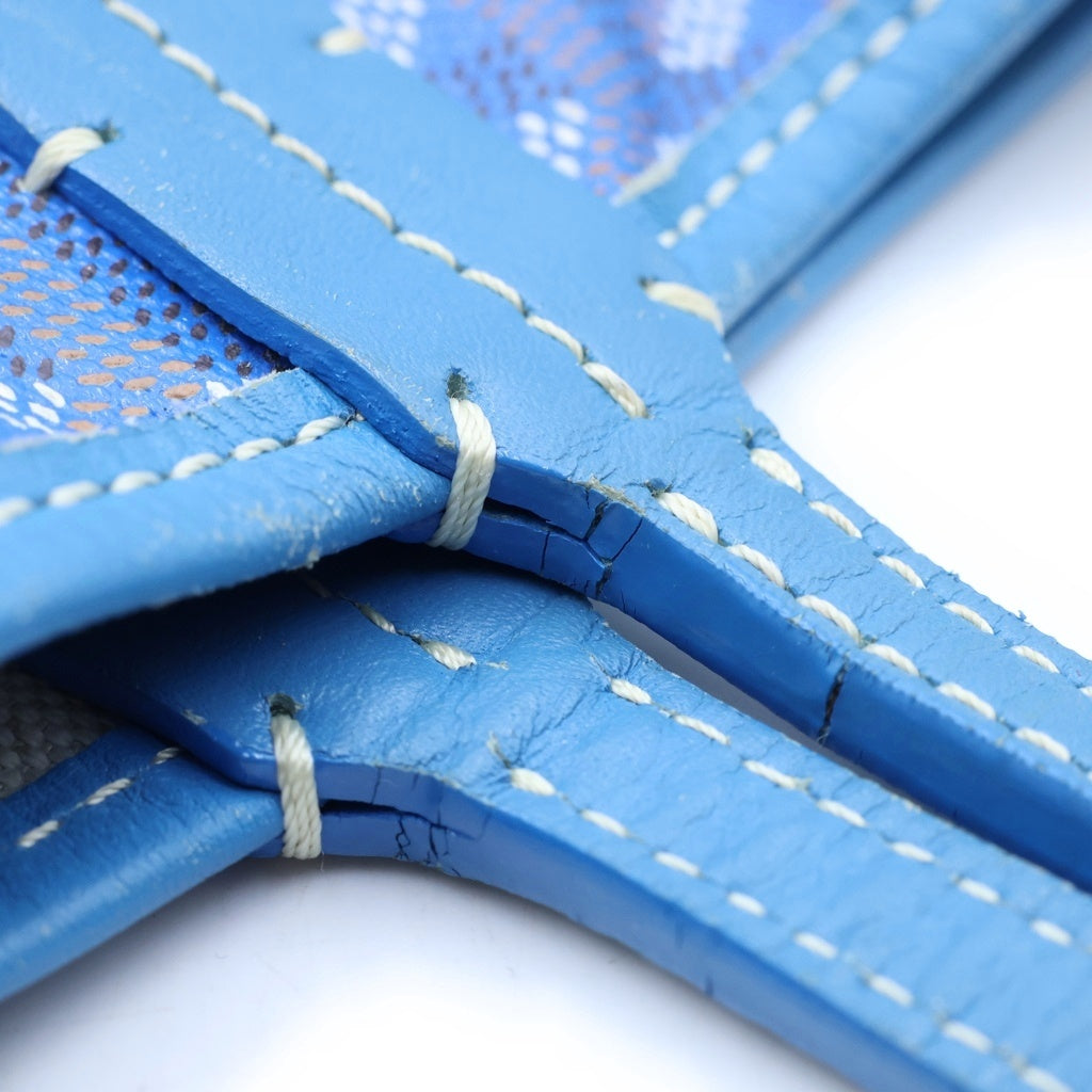 GOYARD(ゴヤール) サンルイPM PVC コーティングキャンバス レザー トートバッグ ブルー レディース