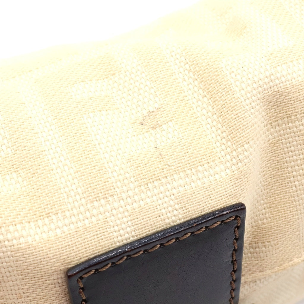 FENDI(フェンディ) ズッカ柄 FFロゴ キャンバス マンマバケット ワンショルダーバッグ シルバー金具 ベージュ レディース