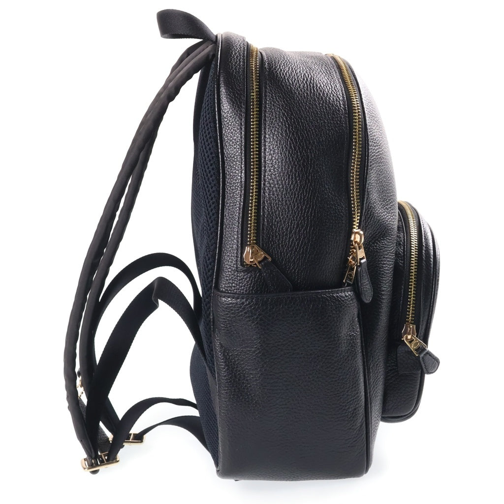 COACH(コーチ) ロゴ レザー バックパック デイパック リュックサック ゴールド金具 ブラック 5666 レディース