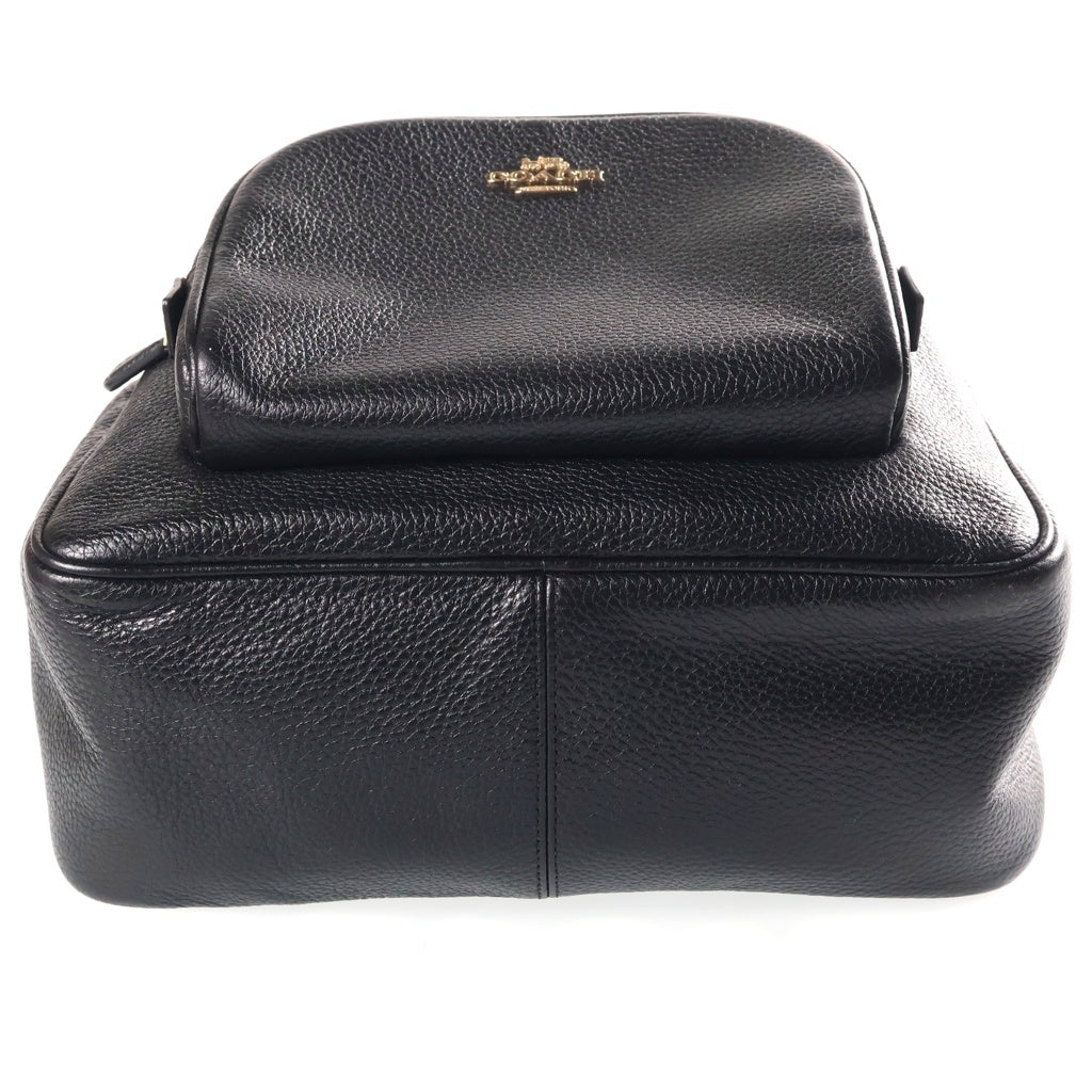 COACH(コーチ) ロゴ レザー バックパック デイパック リュックサック ゴールド金具 ブラック 5666 レディース