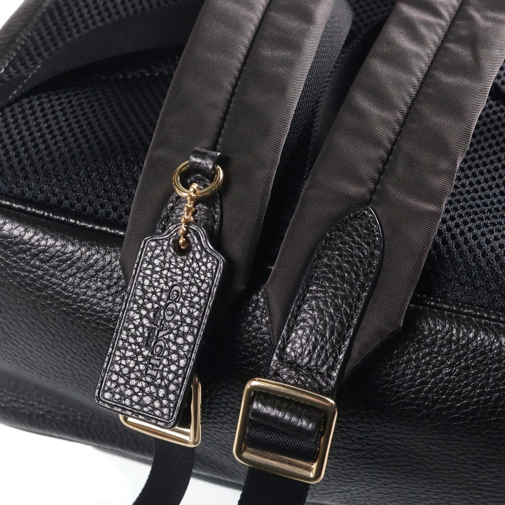 COACH(コーチ) ロゴ レザー バックパック デイパック リュックサック ゴールド金具 ブラック 5666 レディース