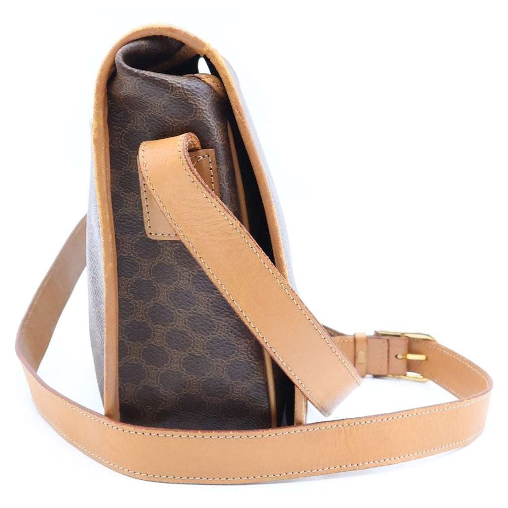 CELINE(セリーヌ) マカダム PV レザー ショルダーバッグ ゴールド金具 ブラウン レディース