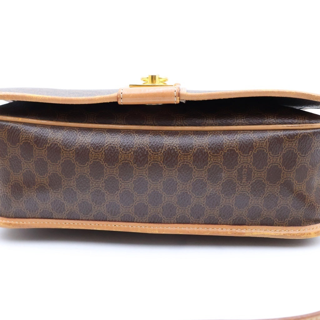 CELINE(セリーヌ) マカダム PV レザー ショルダーバッグ ゴールド金具 ブラウン レディース